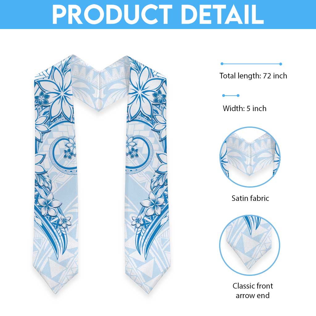 Polynesian Pattern With Plumeria Flowers Graduation Stole Blue LT05 - Polynesian Pride