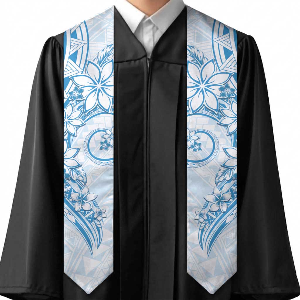 Polynesian Pattern With Plumeria Flowers Graduation Stole Blue LT05 - Polynesian Pride