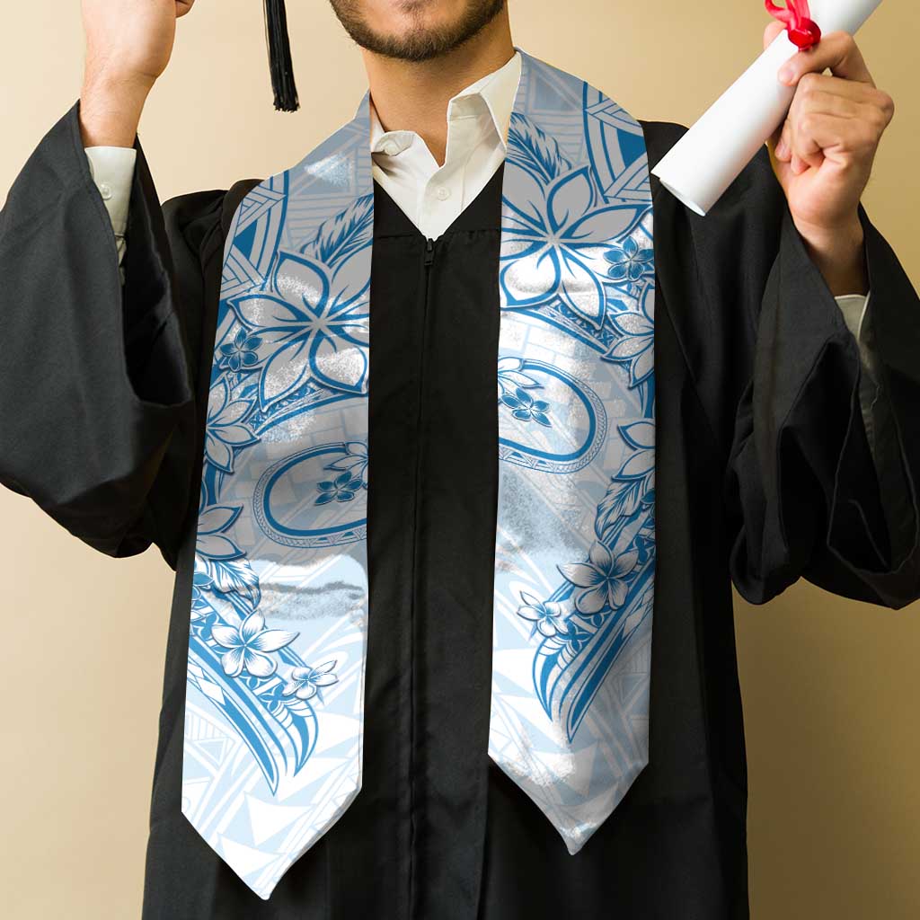 Polynesian Pattern With Plumeria Flowers Graduation Stole Blue LT05 - Polynesian Pride