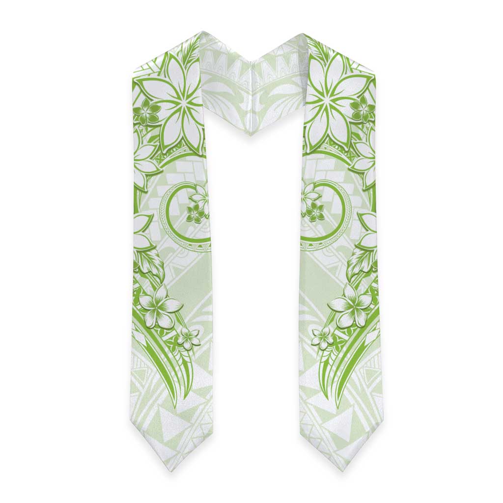 Polynesian Pattern With Plumeria Flowers Graduation Stole Lime Green LT05 - Polynesian Pride