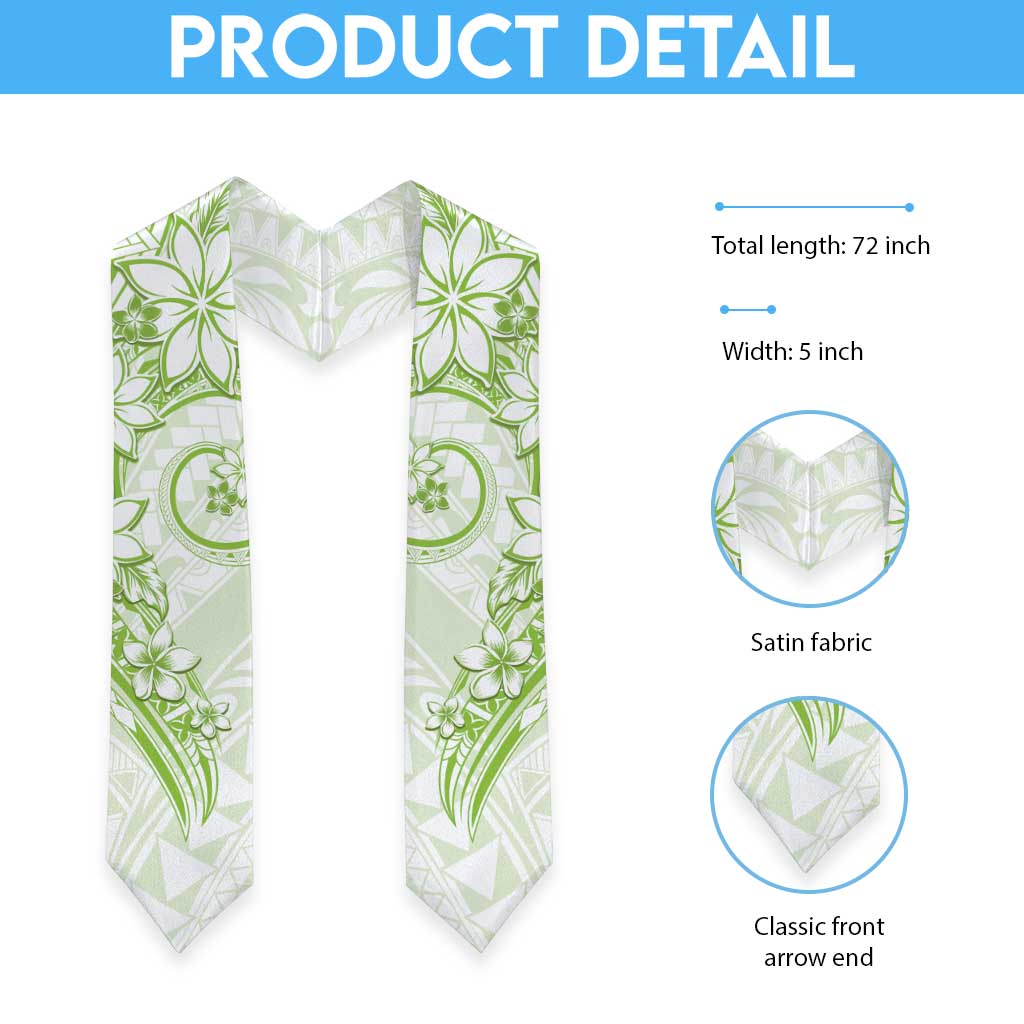 Polynesian Pattern With Plumeria Flowers Graduation Stole Lime Green LT05 - Polynesian Pride