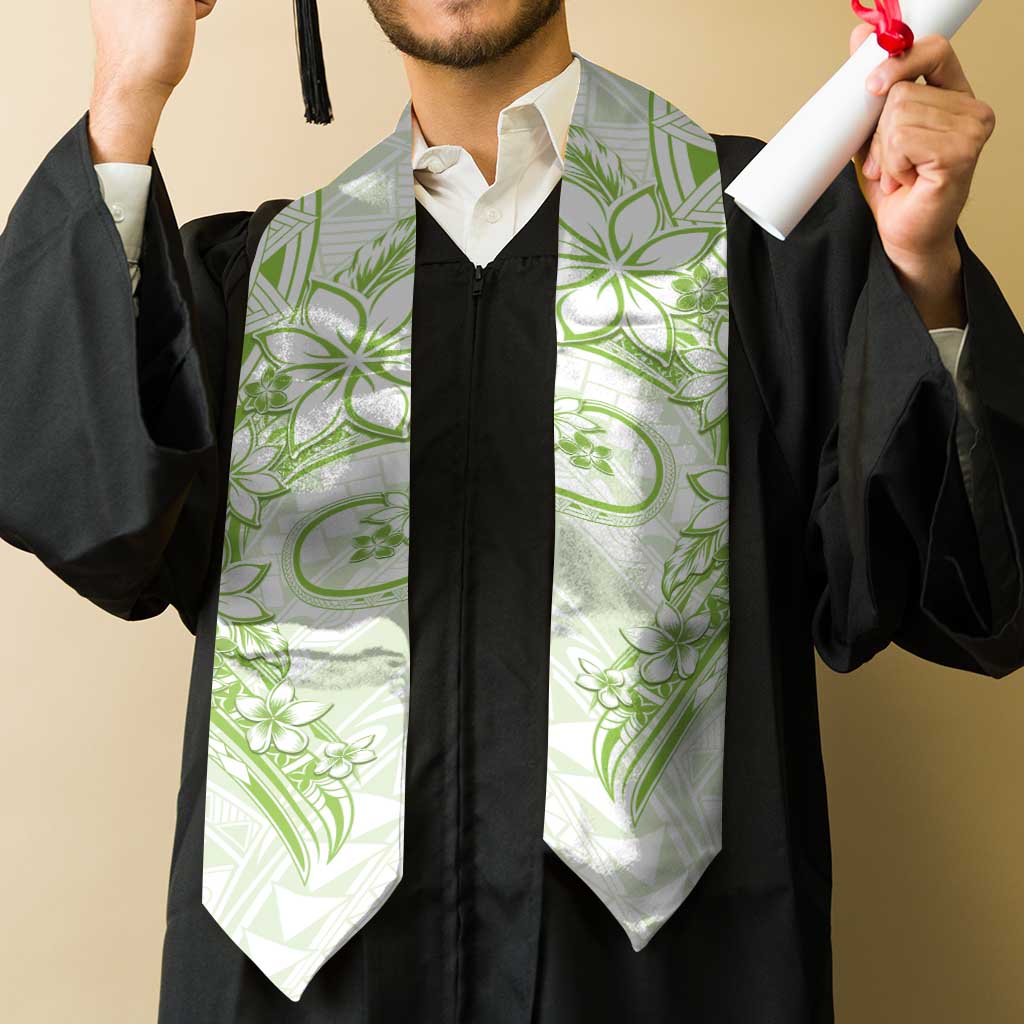 Polynesian Pattern With Plumeria Flowers Graduation Stole Lime Green LT05 - Polynesian Pride