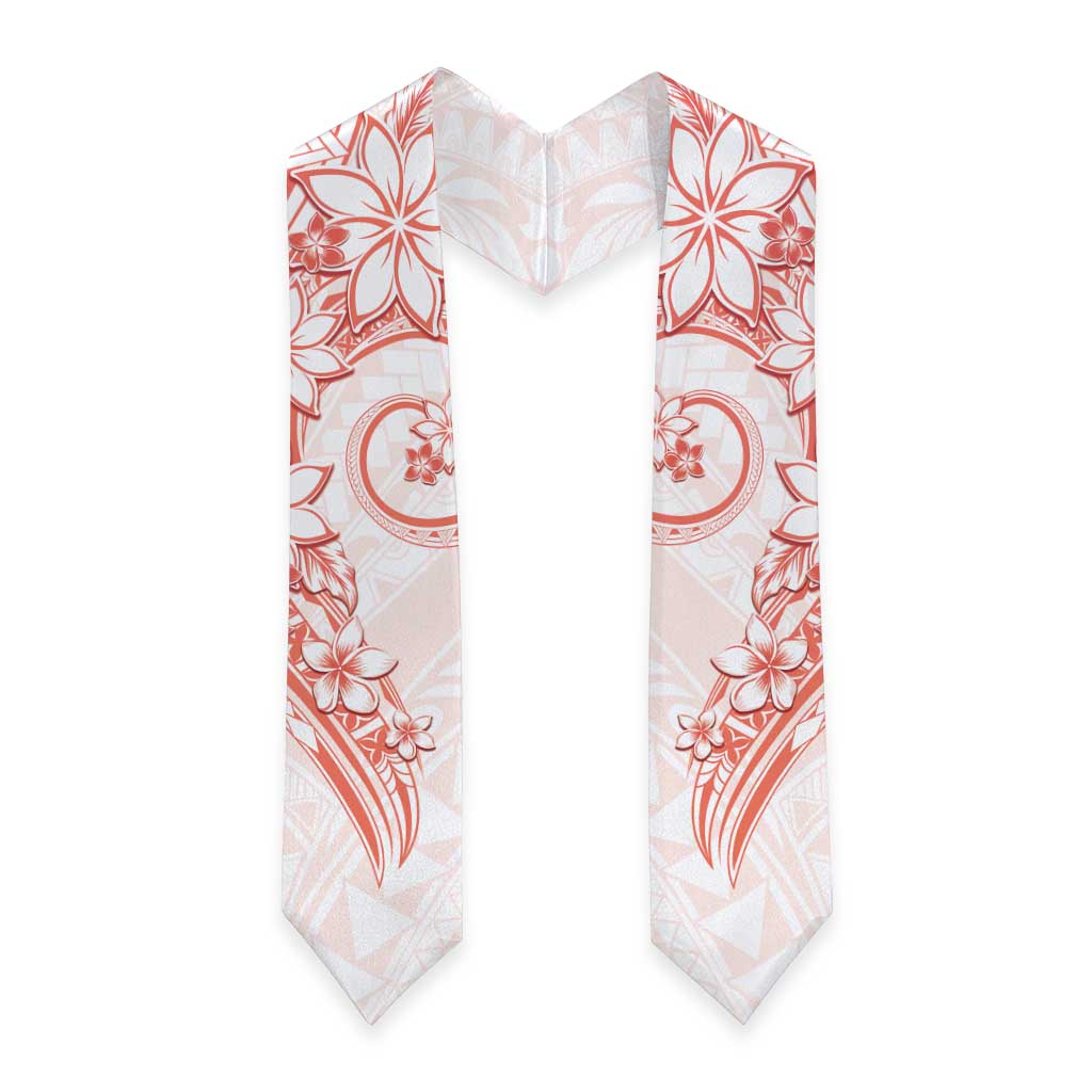 Polynesian Pattern With Plumeria Flowers Graduation Stole Orange Peach LT05 - Polynesian Pride