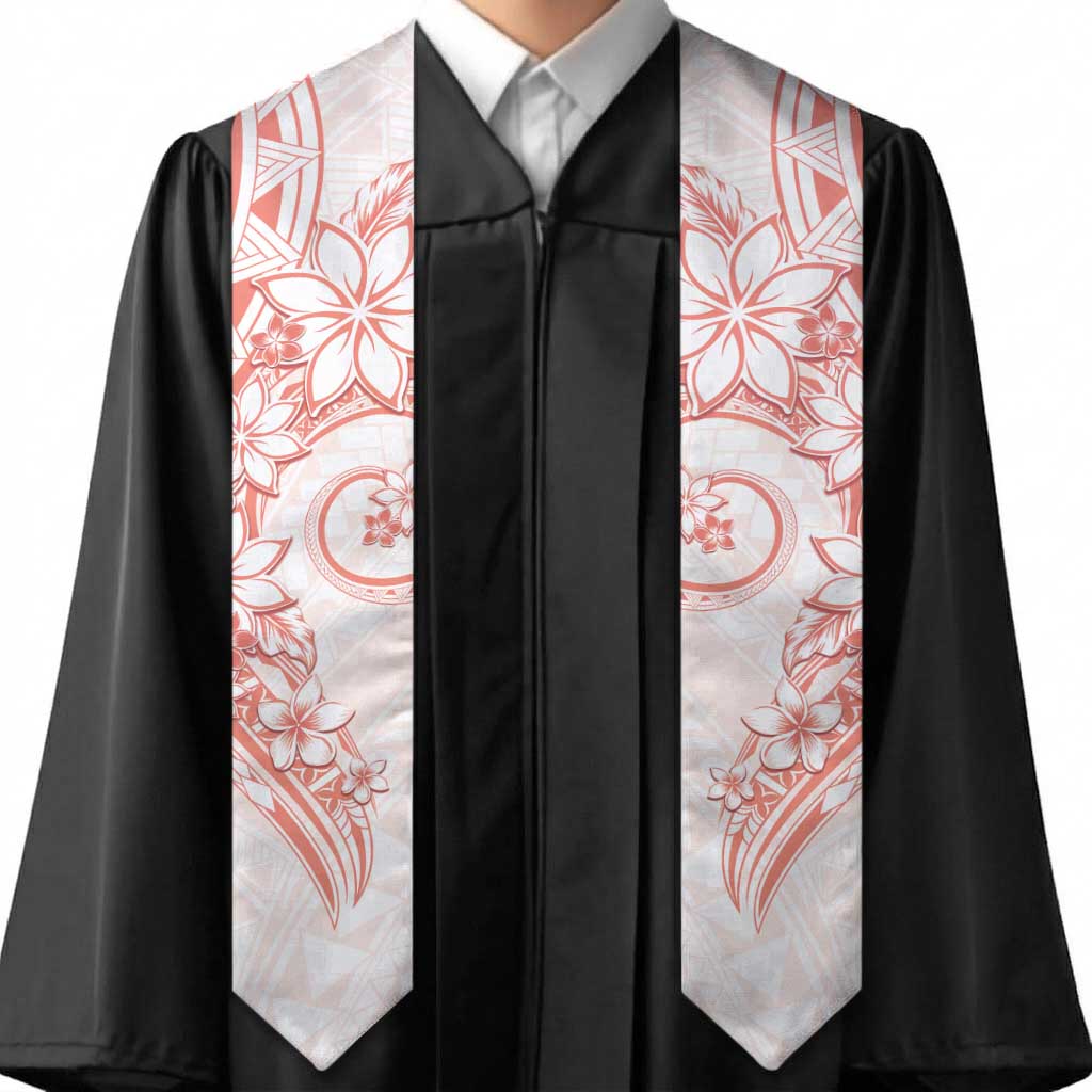 Polynesian Pattern With Plumeria Flowers Graduation Stole Orange Peach LT05 - Polynesian Pride