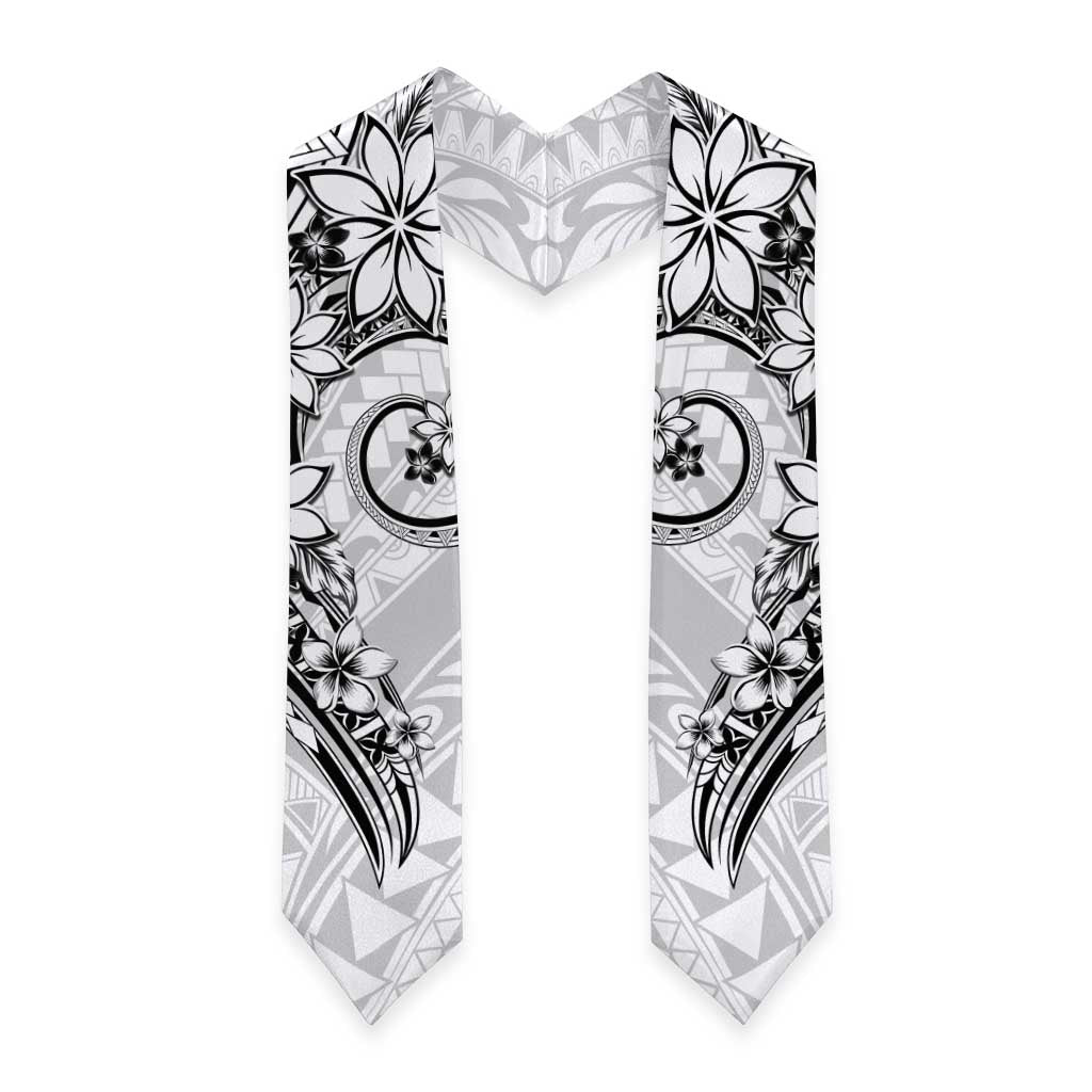 Polynesian Pattern With Plumeria Flowers Graduation Stole White LT05 - Polynesian Pride