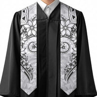 Polynesian Pattern With Plumeria Flowers Graduation Stole White LT05 - Polynesian Pride