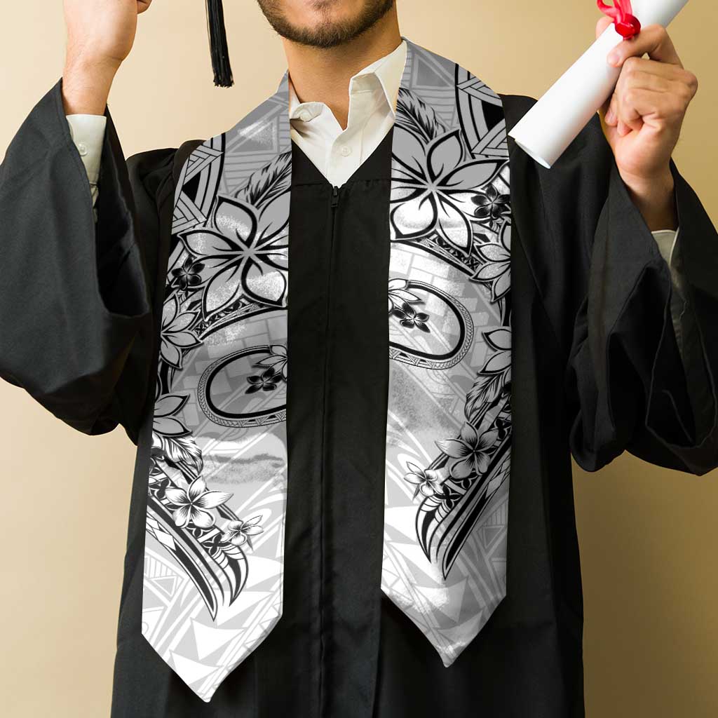 Polynesian Pattern With Plumeria Flowers Graduation Stole White LT05 - Polynesian Pride