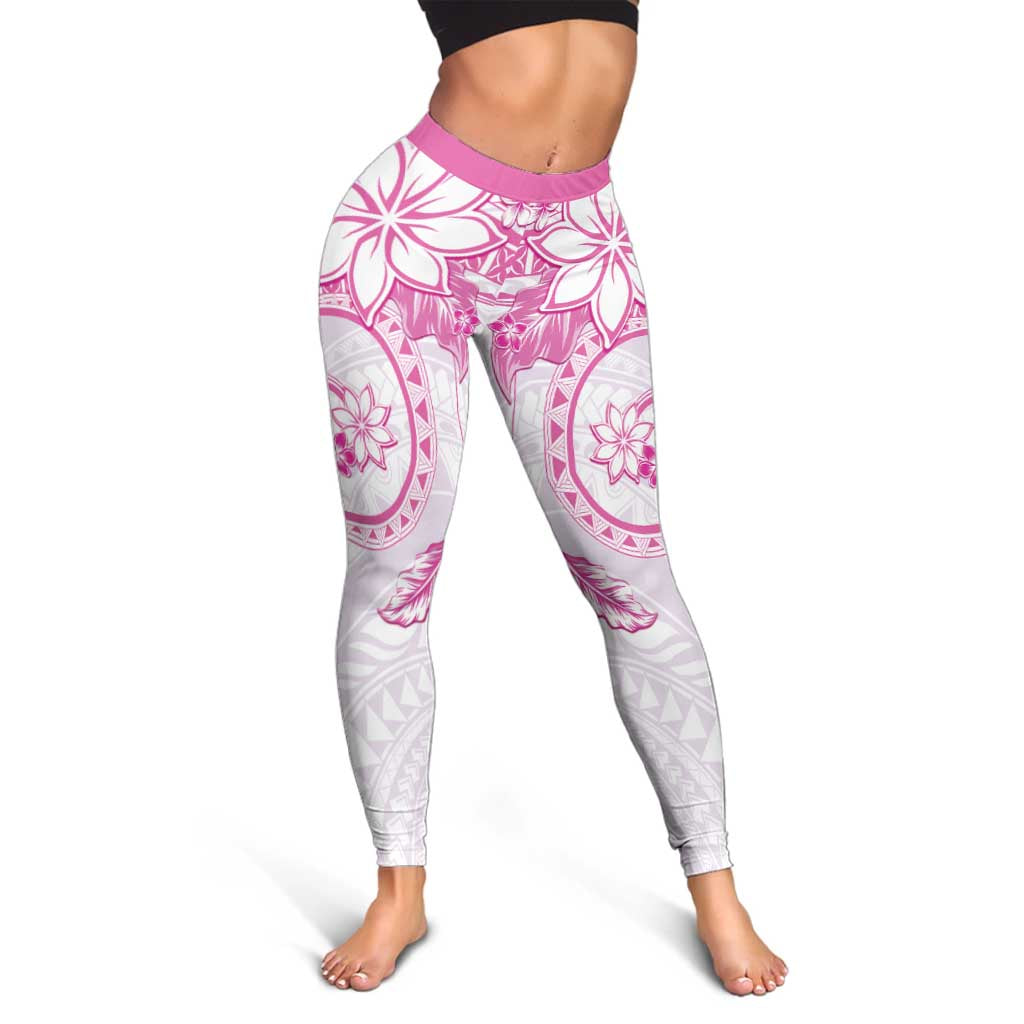 Polynesian Pattern With Plumeria Flowers Leggings Pink LT05 - Polynesian Pride