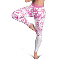 Polynesian Pattern With Plumeria Flowers Leggings Pink LT05 - Polynesian Pride