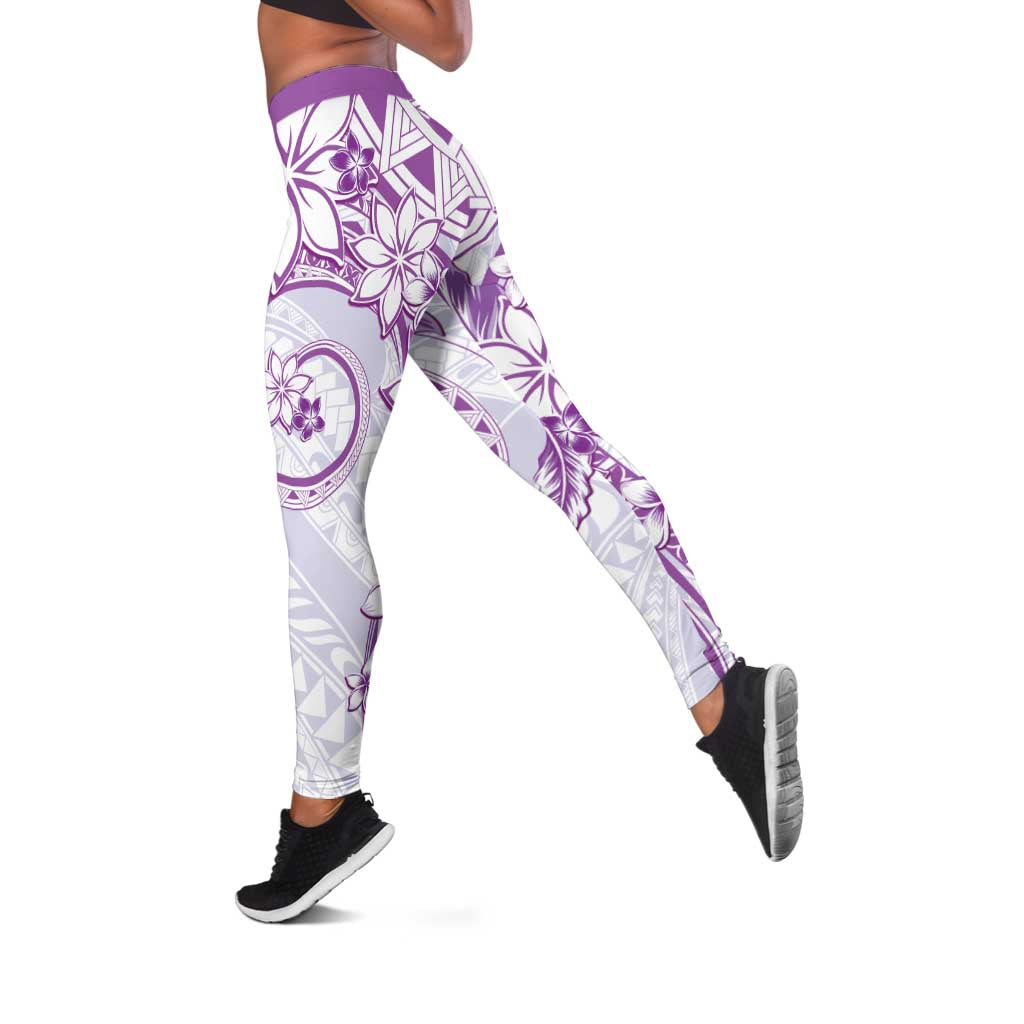 Polynesian Pattern With Plumeria Flowers Leggings Purple LT05 Purple - Polynesian Pride
