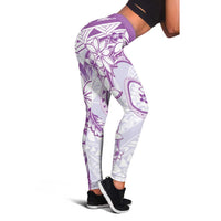 Polynesian Pattern With Plumeria Flowers Leggings Purple LT05 - Polynesian Pride