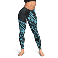 Polynesian Pride Leggings Turtle Hibiscus Luxury Style - Aquamarine LT7 - Polynesian Pride