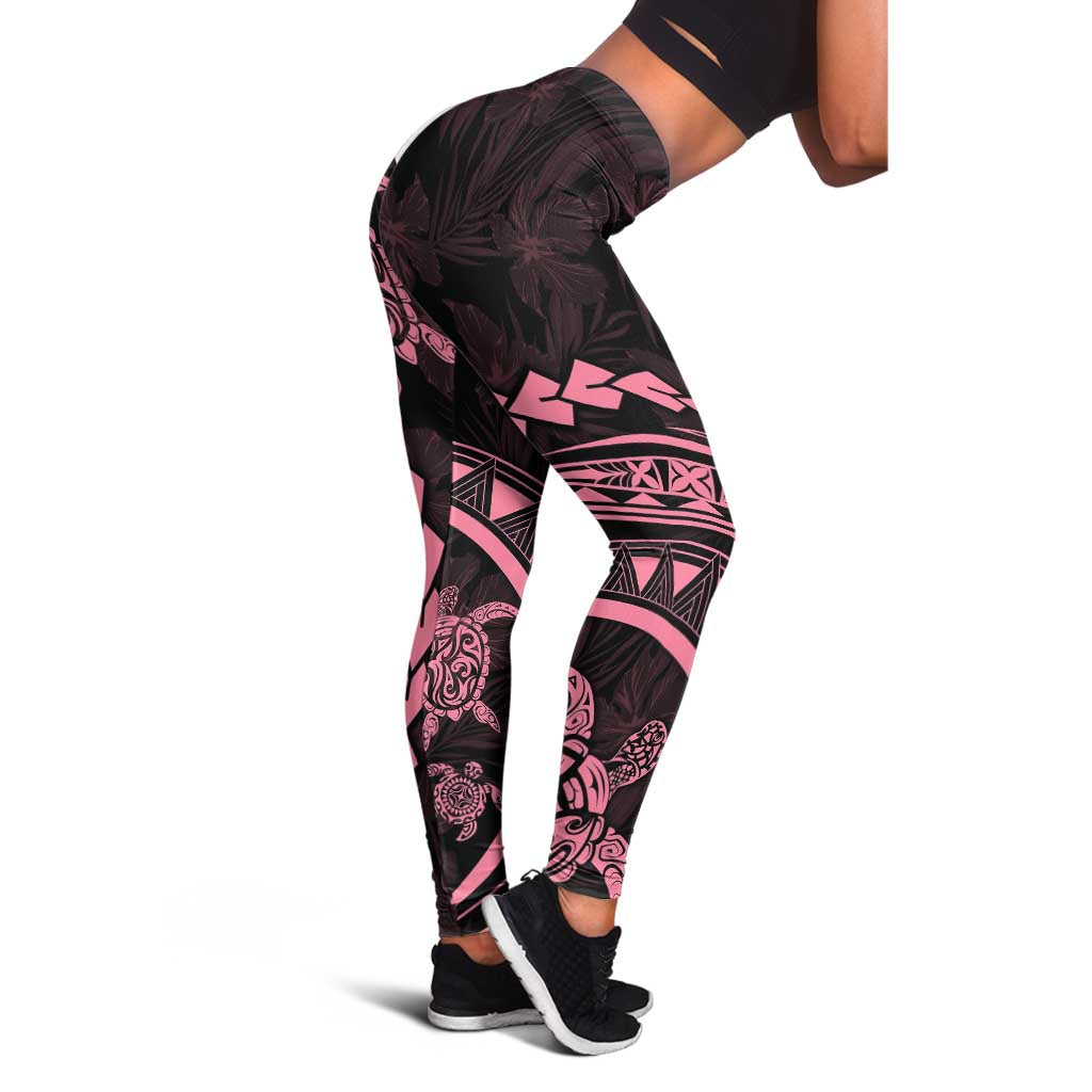 Polynesian Pride Leggings Turtle Hibiscus Luxury Style - Carnation Pink LT7 - Polynesian Pride