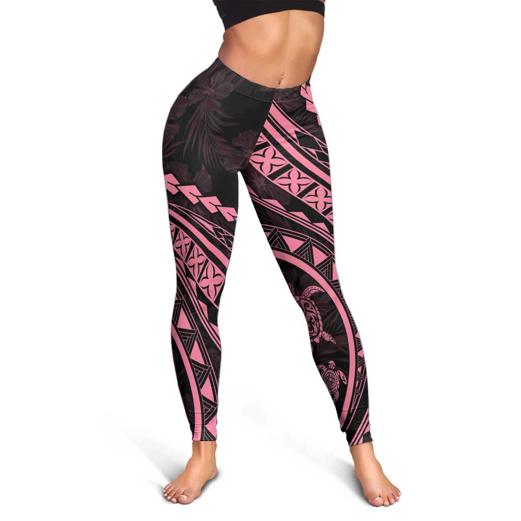 Polynesian Pride Leggings Turtle Hibiscus Luxury Style - Carnation Pink LT7 - Polynesian Pride