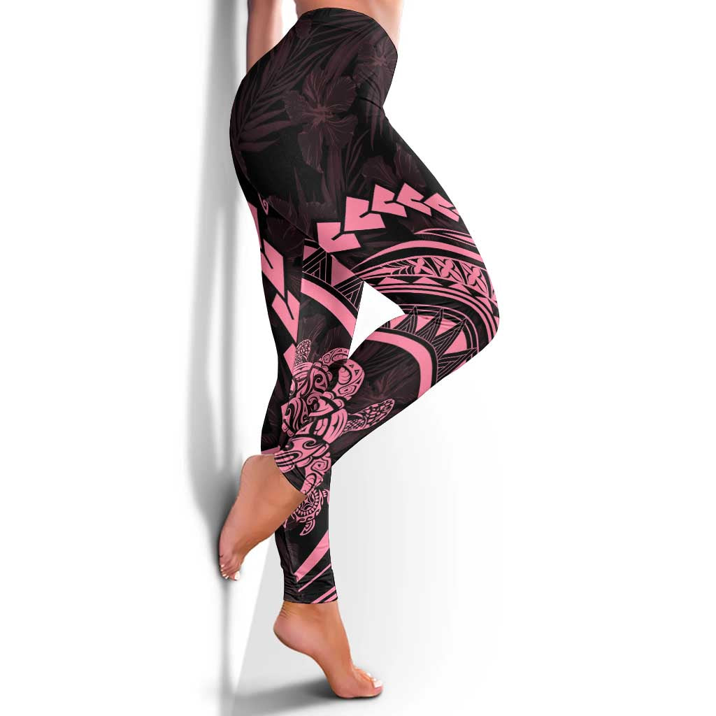 Polynesian Pride Leggings Turtle Hibiscus Luxury Style - Carnation Pink LT7 - Polynesian Pride