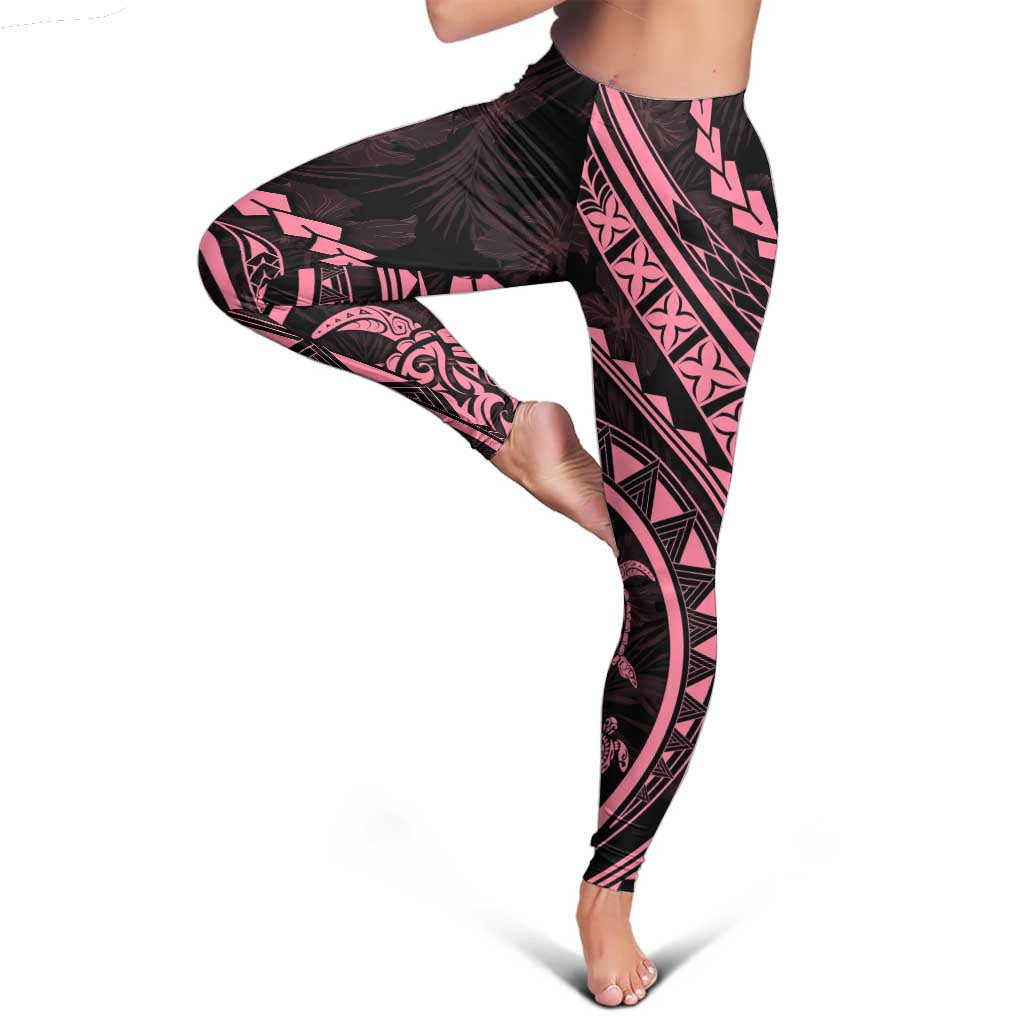 Polynesian Pride Leggings Turtle Hibiscus Luxury Style - Carnation Pink LT7 - Polynesian Pride