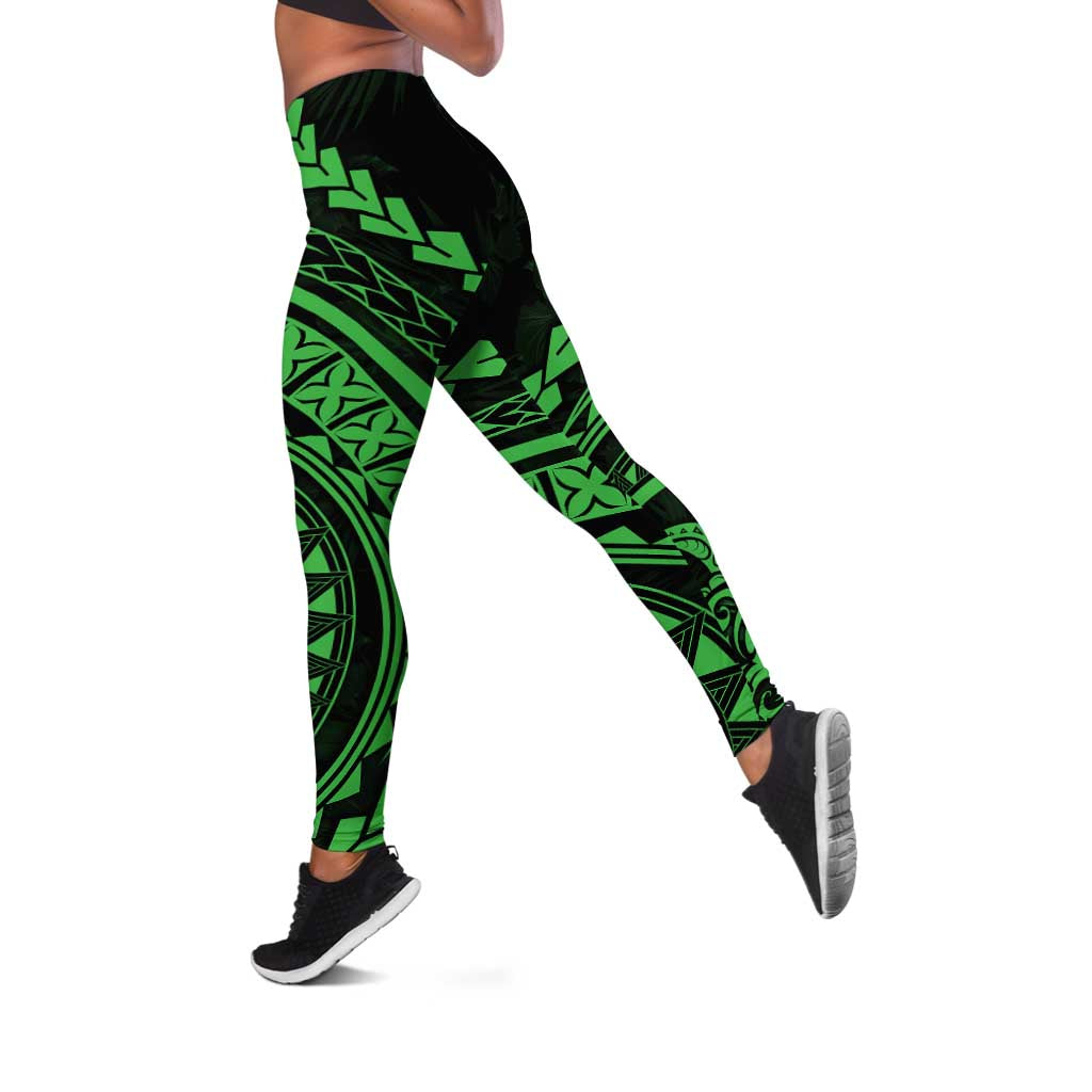 Polynesian Pride Leggings Turtle Hibiscus Luxury Style - Green LT7 Green - Polynesian Pride