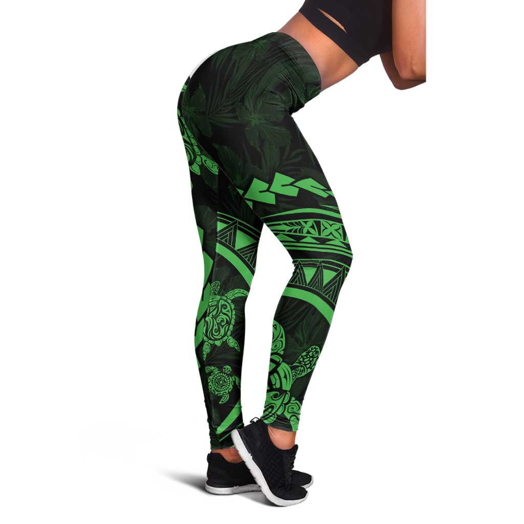 Polynesian Pride Leggings Turtle Hibiscus Luxury Style - Green LT7 - Polynesian Pride