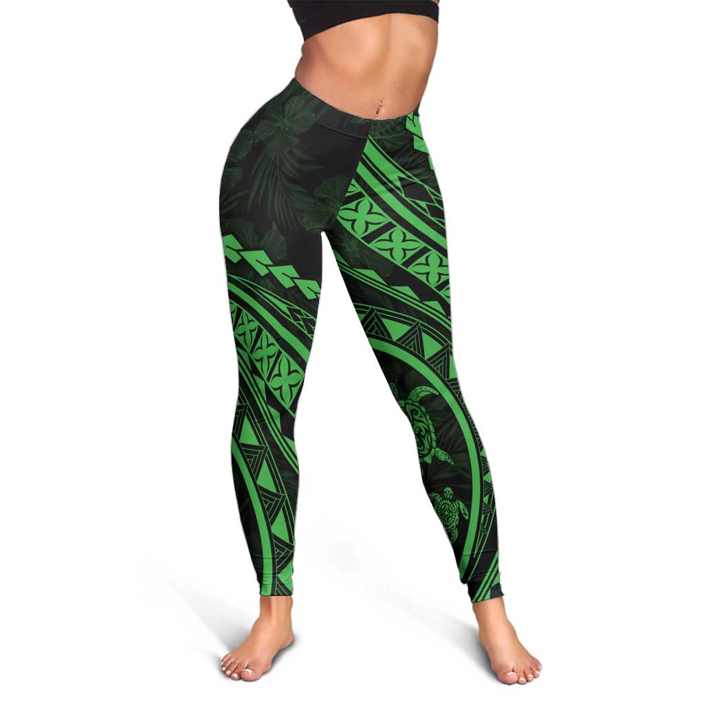 Polynesian Pride Leggings Turtle Hibiscus Luxury Style - Green LT7 - Polynesian Pride