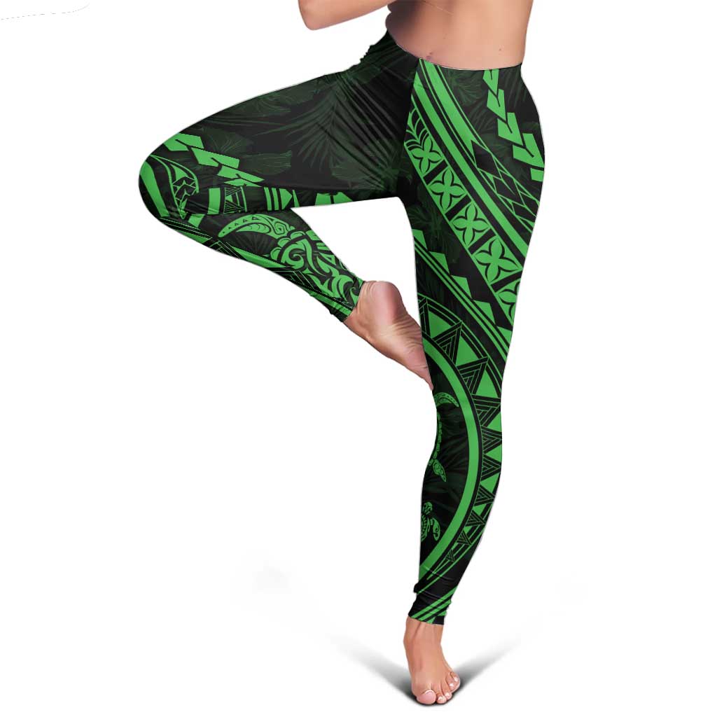 Polynesian Pride Leggings Turtle Hibiscus Luxury Style - Green LT7 - Polynesian Pride