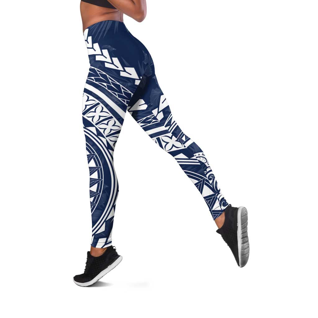 Polynesian Pride Leggings Turtle Hibiscus Luxury Style - Navy LT7 Navy - Polynesian Pride