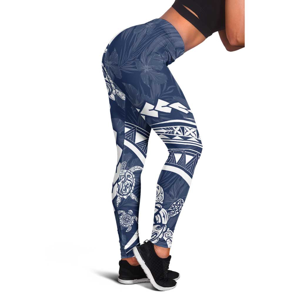 Polynesian Pride Leggings Turtle Hibiscus Luxury Style - Navy LT7 - Polynesian Pride