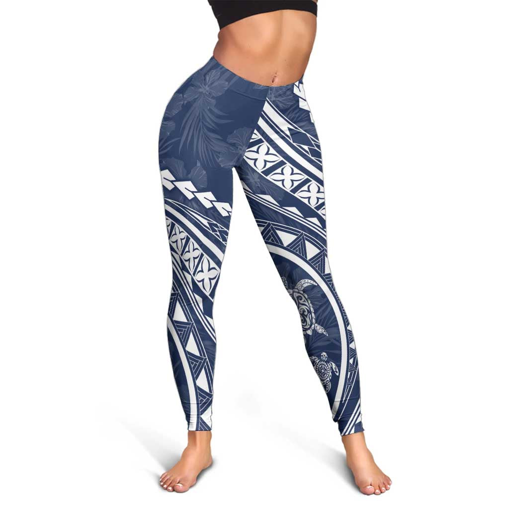 Polynesian Pride Leggings Turtle Hibiscus Luxury Style - Navy LT7 - Polynesian Pride