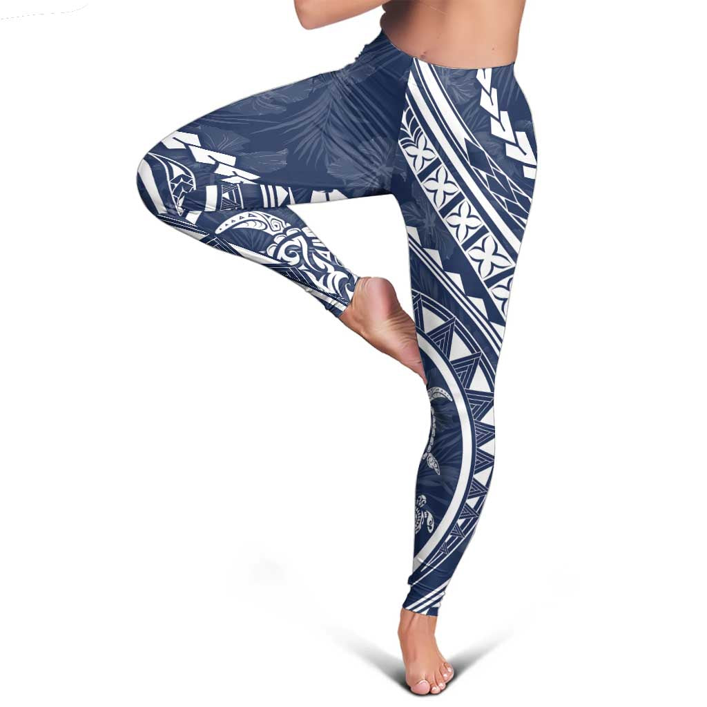 Polynesian Pride Leggings Turtle Hibiscus Luxury Style - Navy LT7 - Polynesian Pride