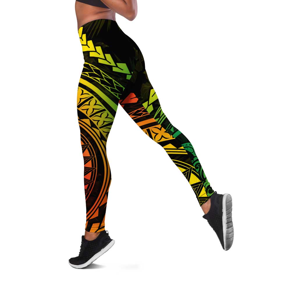 Polynesian Pride Leggings Turtle Hibiscus Luxury Style - Reggae Ver2 LT7 Reggae - Polynesian Pride