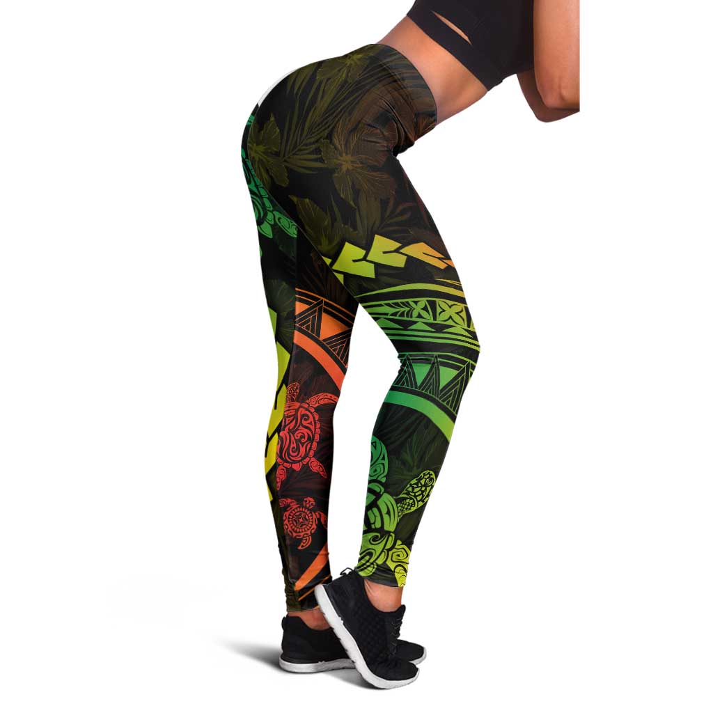 Polynesian Pride Leggings Turtle Hibiscus Luxury Style - Reggae Ver2 LT7 - Polynesian Pride