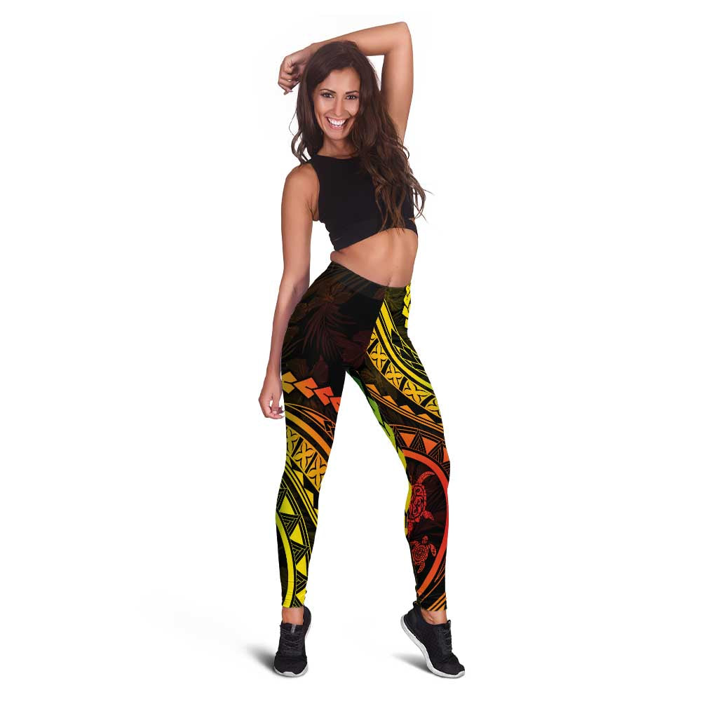 Polynesian Pride Leggings Turtle Hibiscus Luxury Style - Reggae Ver2 LT7 - Polynesian Pride