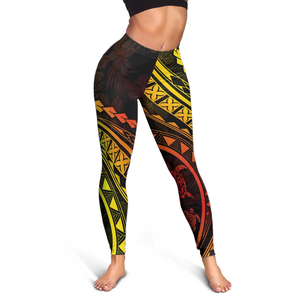 Polynesian Pride Leggings Turtle Hibiscus Luxury Style - Reggae Ver2 LT7 - Polynesian Pride