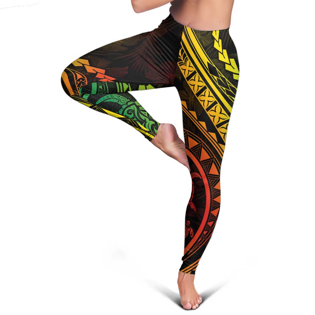 Polynesian Pride Leggings Turtle Hibiscus Luxury Style - Reggae Ver2 LT7 - Polynesian Pride