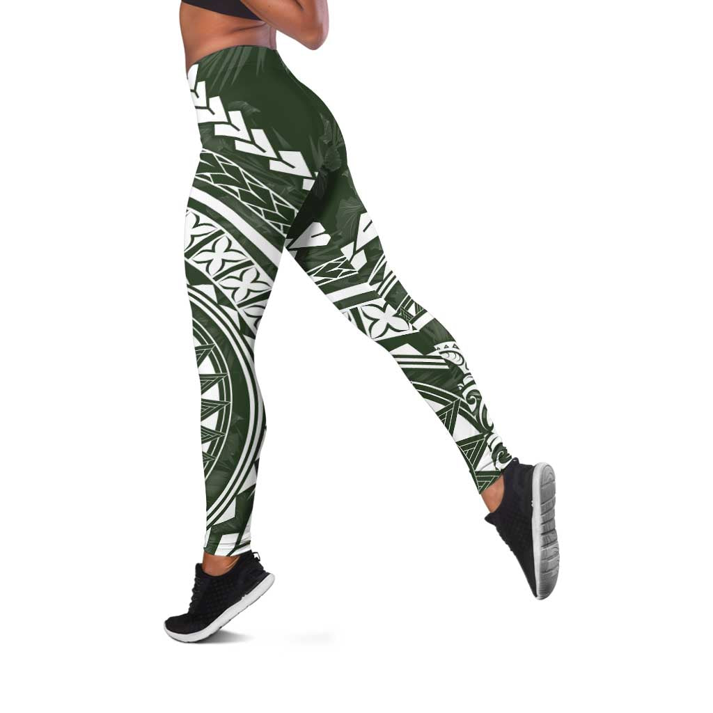 Polynesian Pride Leggings Turtle Hibiscus Luxury Style - Sage LT7 Sage - Polynesian Pride