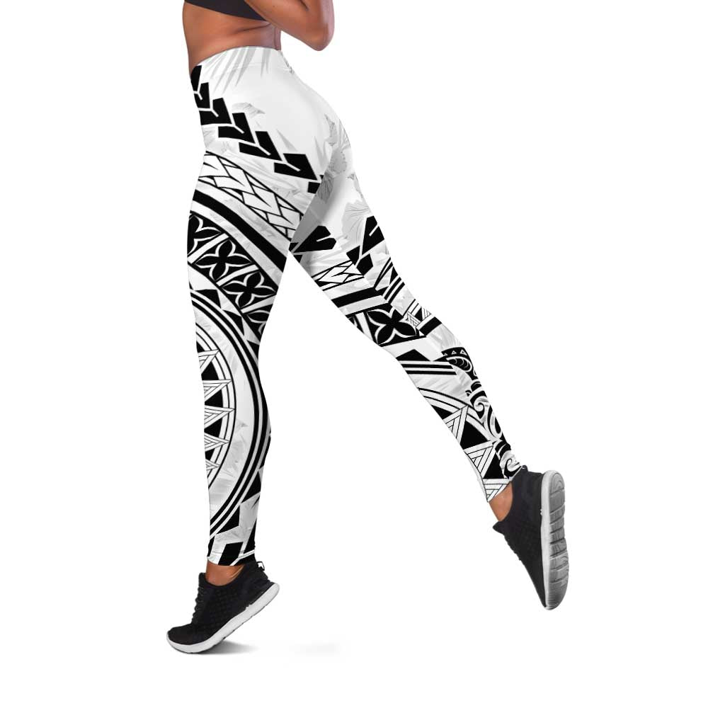Polynesian Pride Leggings Turtle Hibiscus Luxury Style - White LT7 White - Polynesian Pride