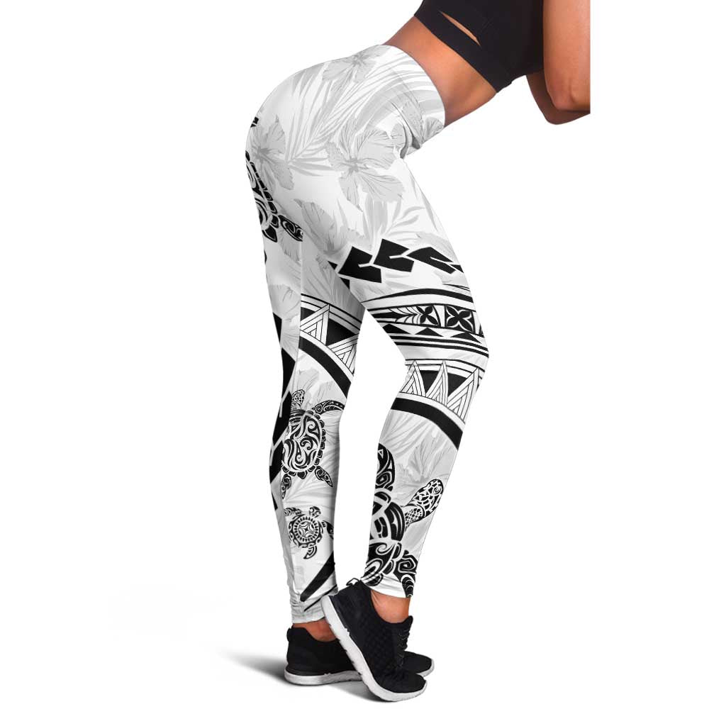 Polynesian Pride Leggings Turtle Hibiscus Luxury Style - White LT7 - Polynesian Pride
