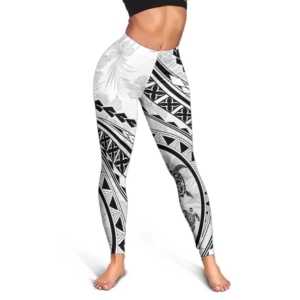 Polynesian Pride Leggings Turtle Hibiscus Luxury Style - White LT7 - Polynesian Pride