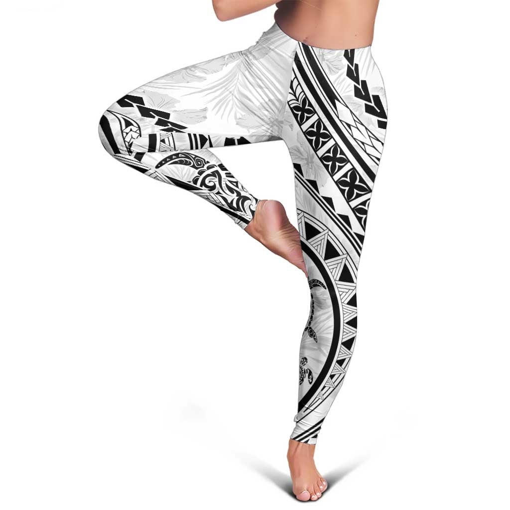 Polynesian Pride Leggings Turtle Hibiscus Luxury Style - White LT7 - Polynesian Pride
