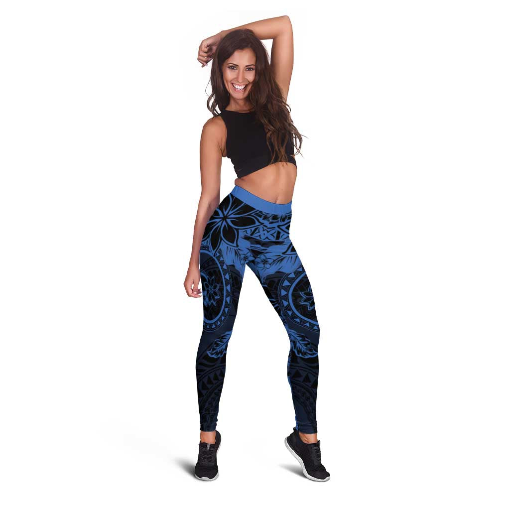 Polynesian Sunset Plumeria Leggings Navy Polynesian Tattoo - Polynesian Pride