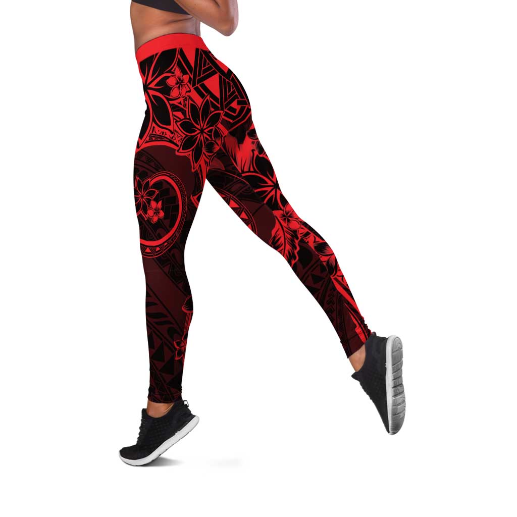 Polynesian Sunset Plumeria Leggings Red Polynesian Tattoo LT05 Red - Polynesian Pride