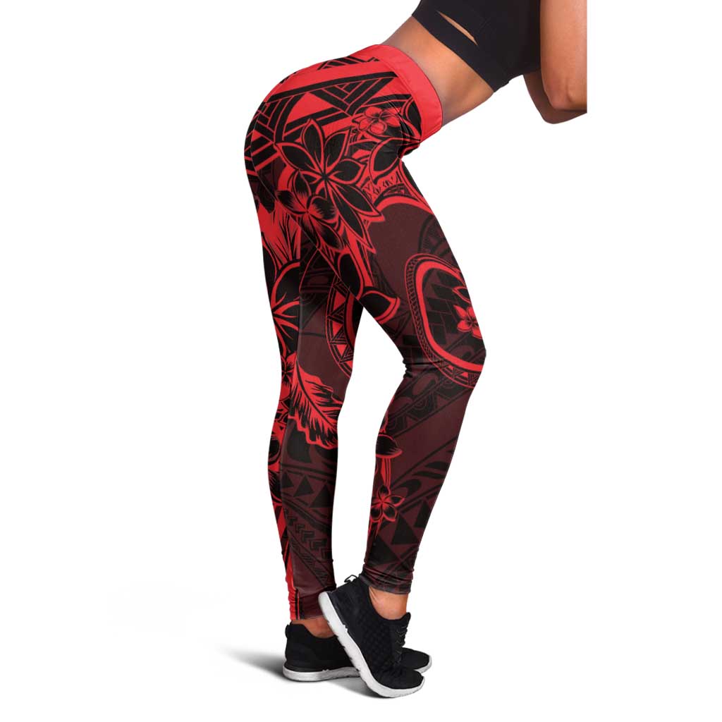Polynesian Sunset Plumeria Leggings Red Polynesian Tattoo LT05 - Polynesian Pride