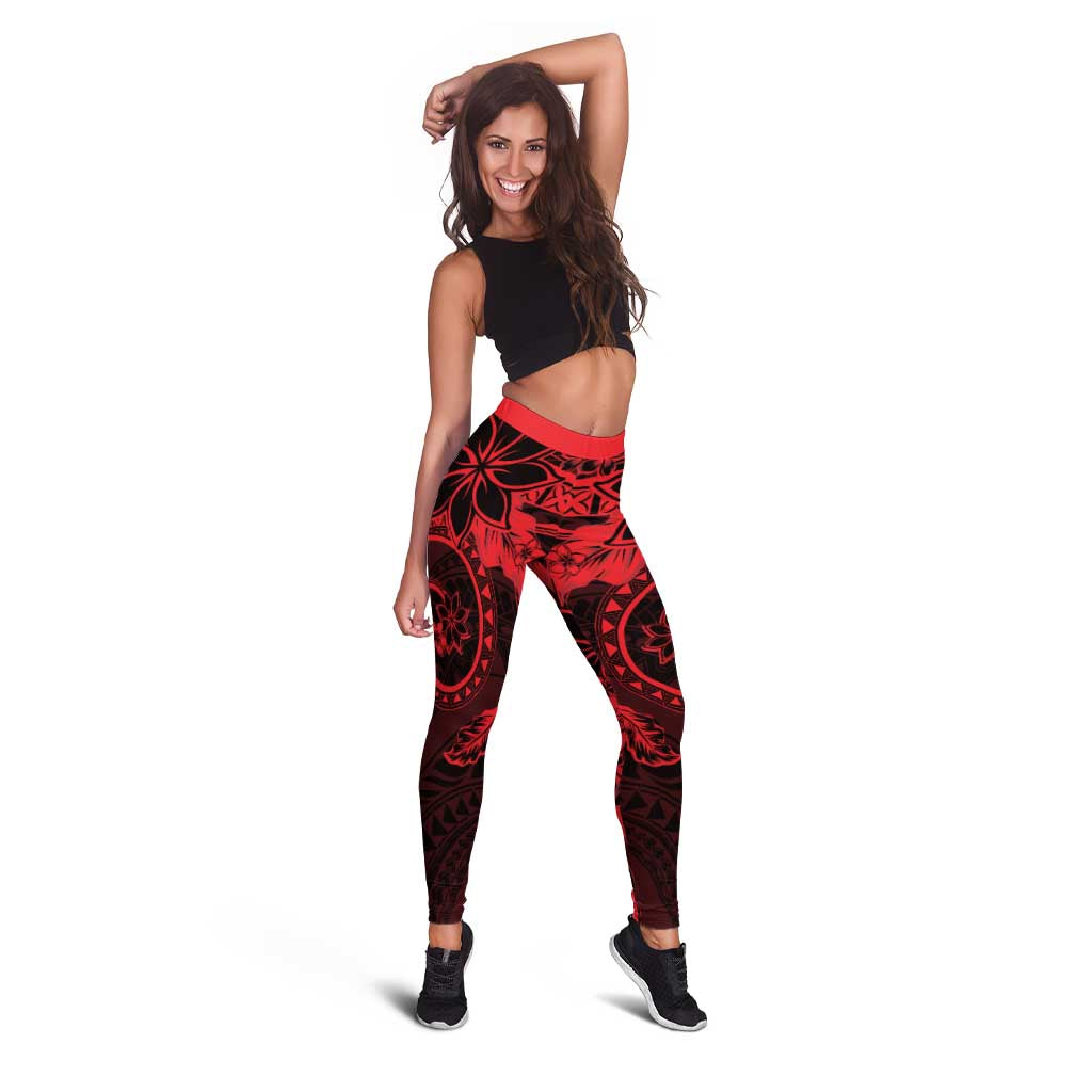 Polynesian Sunset Plumeria Leggings Red Polynesian Tattoo LT05 - Polynesian Pride