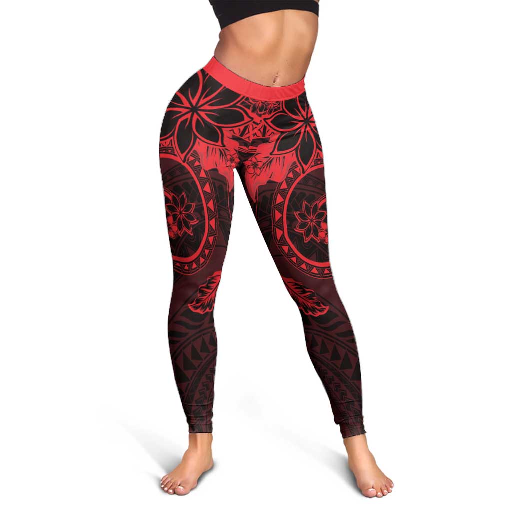 Polynesian Sunset Plumeria Leggings Red Polynesian Tattoo LT05 - Polynesian Pride
