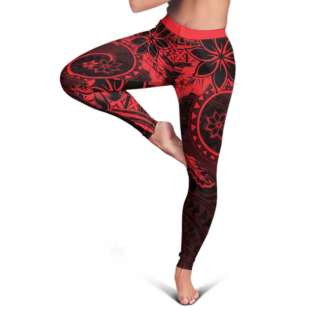 Polynesian Sunset Plumeria Leggings Red Polynesian Tattoo LT05 - Polynesian Pride