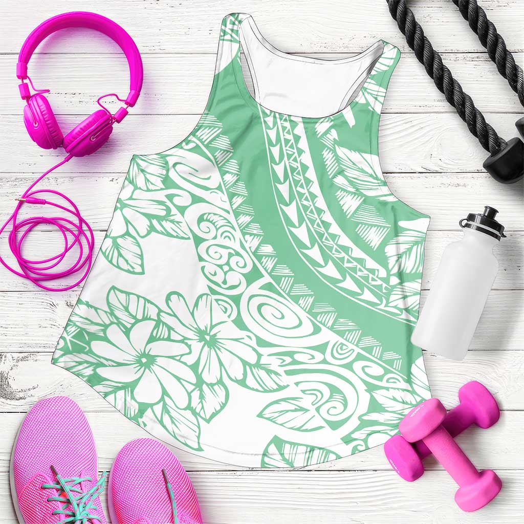 Polynesian Tiare Flower Cyan Pastel Women Racerback Tank LT14 Cyan - Polynesian Pride