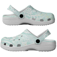 Polynesian Tiare Monstera Seafoam Green Clogs Shoes Liquid Style - Polynesian Pride