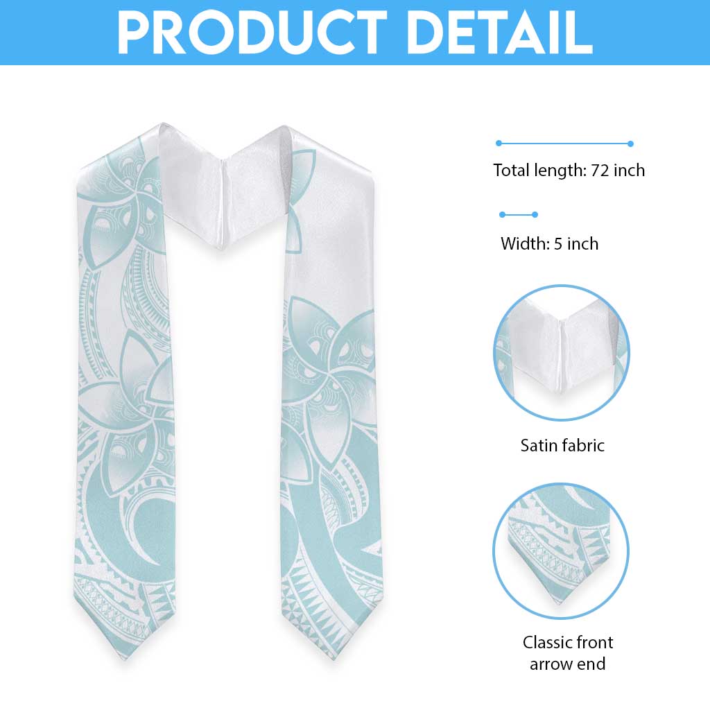 Polynesian Tribal Plumeria Lotu Tamaiti Graduation Stole Pastel Cyan LT9 - Polynesian Pride