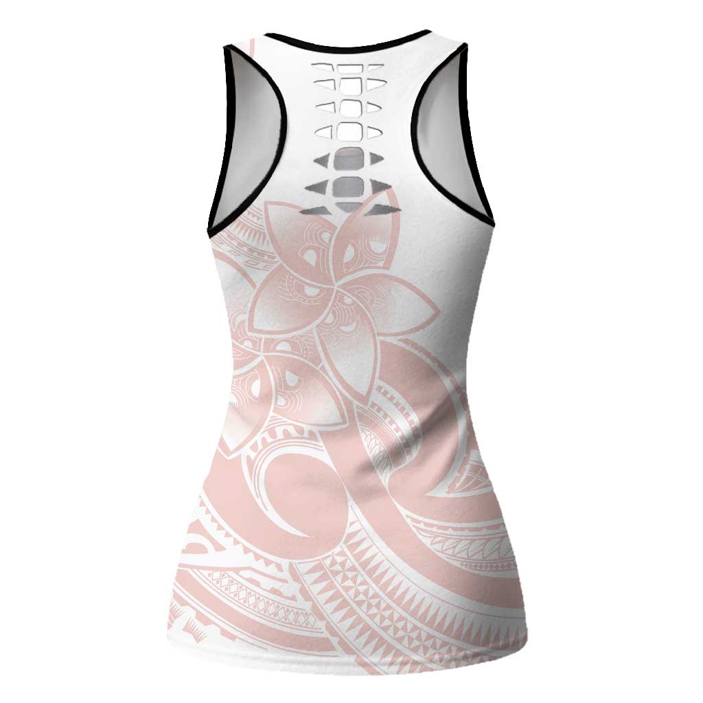 Polynesian Tribal Plumeria Lotu Tamaiti Hollow Tank Top Pastel Blush LT9 - Polynesian Pride