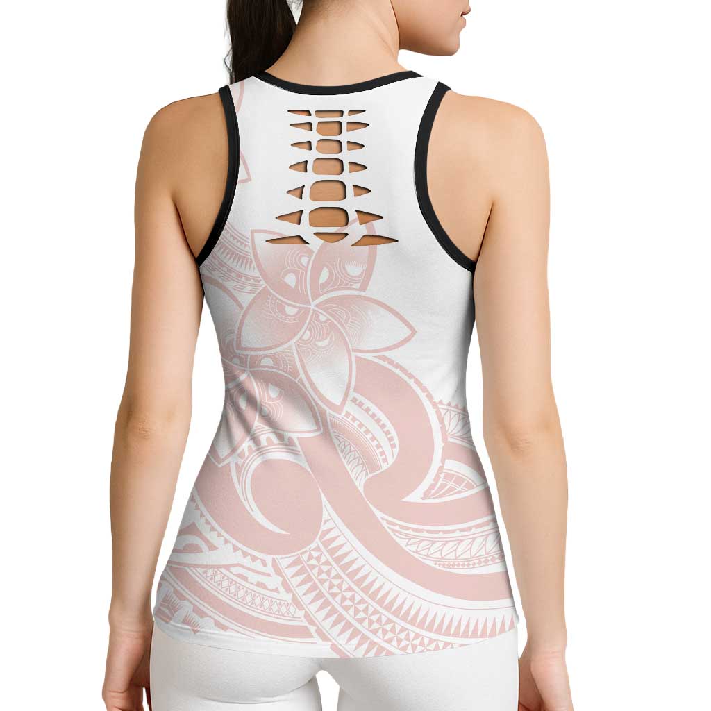 Polynesian Tribal Plumeria Lotu Tamaiti Hollow Tank Top Pastel Blush LT9 - Polynesian Pride