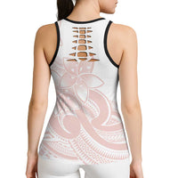 Polynesian Tribal Plumeria Lotu Tamaiti Hollow Tank Top Pastel Blush LT9 - Polynesian Pride